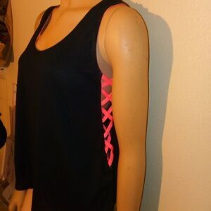 Black and neon spandex sleeveless shirt
